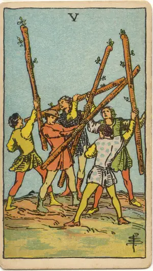權杖五 Five of Wands